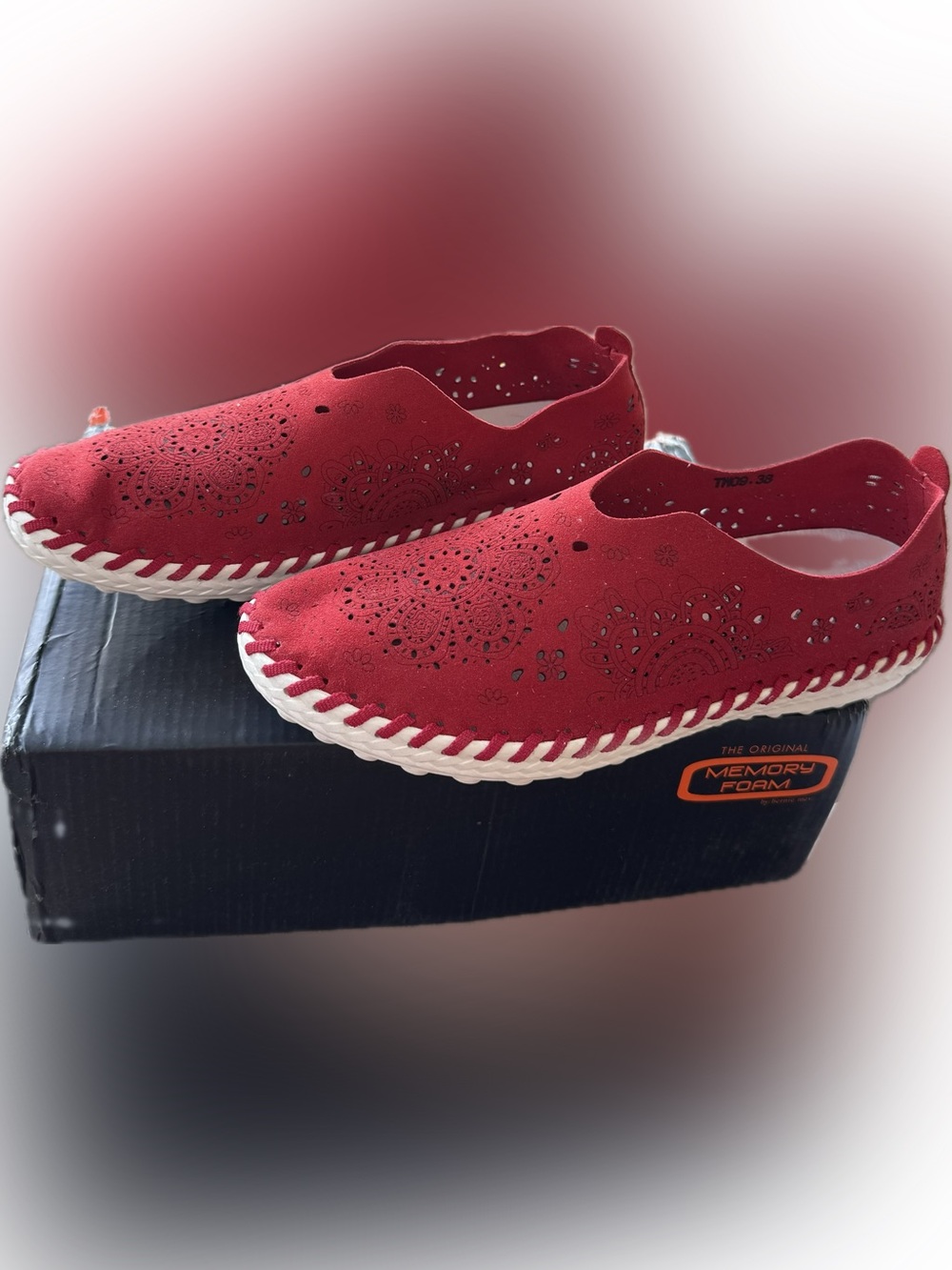 Bernie Mev Red Laser-Cut Slip-On Casual Shoes